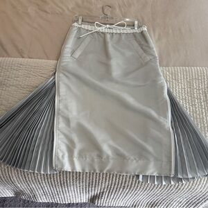Sacai Asymmetrical Nylon Silver Skirt with Side Zips